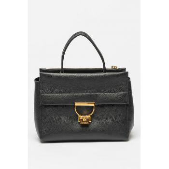 Geanta crossbody de piele cu aspect texturat Arlettis Signature - Negru