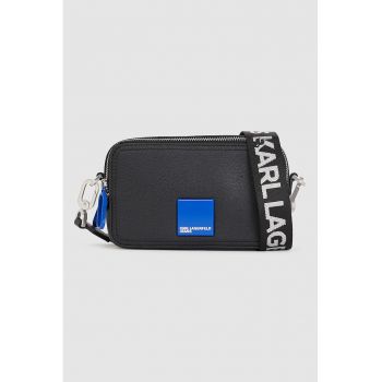 Geanta crossbody de piele ecologica cu bareta logo