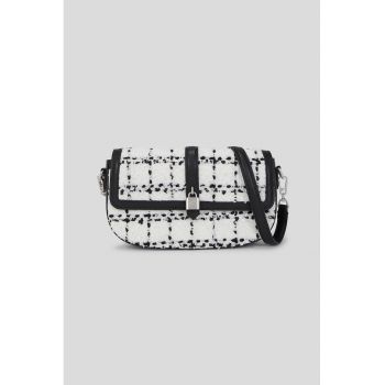 Geanta crossbody din amestec de lana cu imprimeu