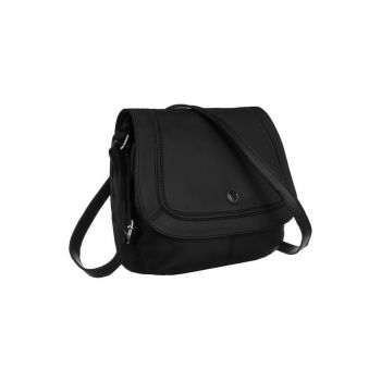 Geanta crossbody din piele naturala -  neagra - 18x22x5cm