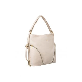 Geanta de dama mare cu buzunare -  bej - model tote