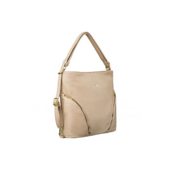 Geanta de dama  model Tote - bej - cu buzunare si curea reglabila