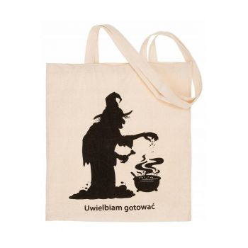 Geanta de umar bej - tip shopper - din bumbac - cu manere lungi - format A4