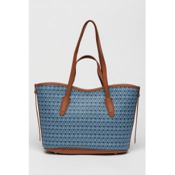 Geanta shopper cu imprimeu logo
