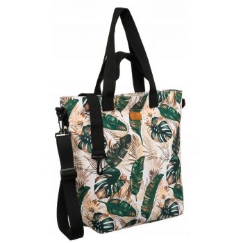 Geanta shopper multicolor -  cu doua buzunare - cu manere si curea reglabila