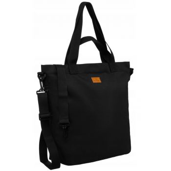 Geanta shopper neagra din poliester -  cu doua buzunare - cu manere si curea reglabila