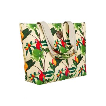 Geanta tote dama multicolora - model primavara-vara - cu compartiment principal si buzunar interior