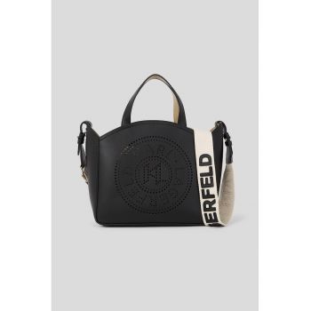 Geanta tote din piele cu logo cu perforatii