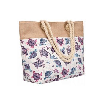 Geanta tote multicolor cu motiv marin - 36x50x15cm - set de plaja