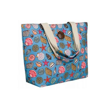 Geanta tote multicolora pentru femei - cu fermoar - compartiment principal si buzunar interior