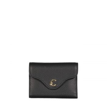 C-me grained leather flap wallet noir