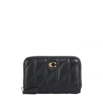 Essential small zip around card case with pillow quilting black