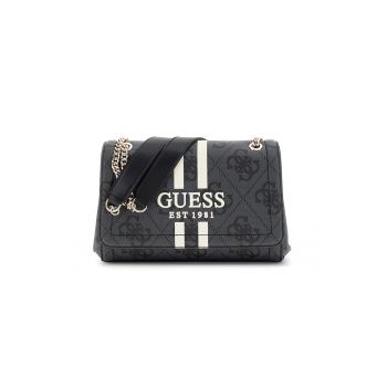 Geanta crossbody cu clapa - model logo si bareta din lant