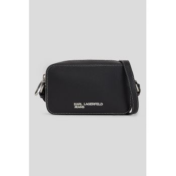 Geanta crossbody de piele ecologica cu logo metalic