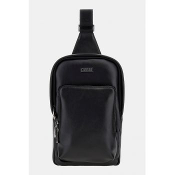 Geanta crossbody din piele ecologica cu buzunar frontal cu fermoar