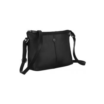 Geanta dama din piele -  Crossbody model - neagra - 17.5x23x7cm