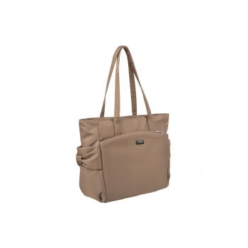 Geanta de dama  model Tote - bej - 29x35x12cm - cu buzunare laterale.