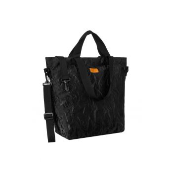Geanta de umar pentru femei  model Tote - neagra - cu model marmorat - cu doua seturi de manere - dimensiuni variate.