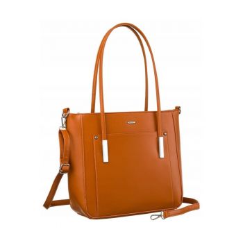 Geanta shopper din piele ecologica -  maro - 30x37x12cm