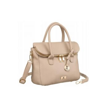 Geanta tote -  bej - 19.5x30x10cm - cu un compartiment si cinci buzunare suplimentare - cu doua manere si curea lunga detasabila.