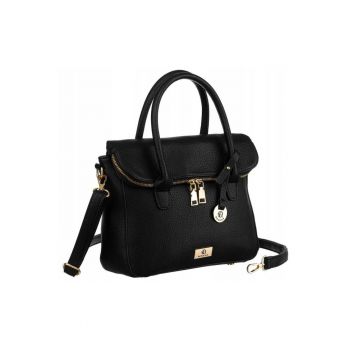 Geanta tote -  neagra - 19.5x30x10cm - cu un compartiment si cinci buzunare suplimentare - cu doua manere si curea lunga detasabila.