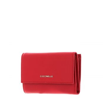 Metallic soft compact wallet ruby