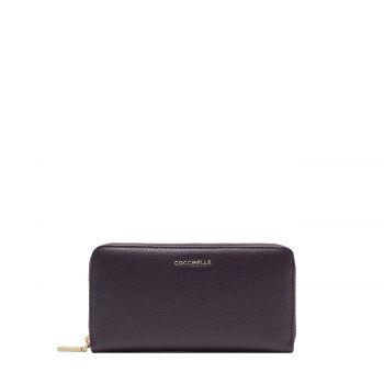 Metallic soft large zip around wallet prune Metallic soft large zip around wallet prune