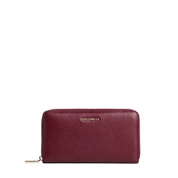 Metallic soft large zip around wallet ribes