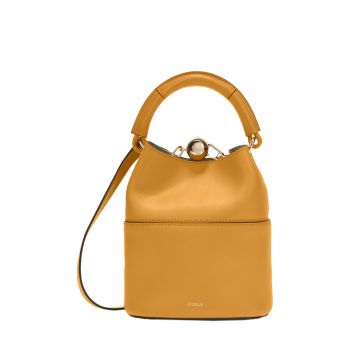 Sfera mini bucket bag senape + vaniglia int.