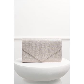 Clutch auriu cu glitter si design in V