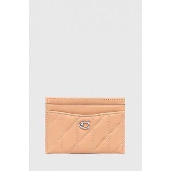 Coach carcasa din piele Essential Card Case culoarea bej