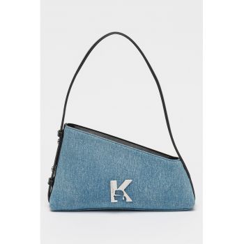 Geanta crossbody cu logo metalic si fermoar