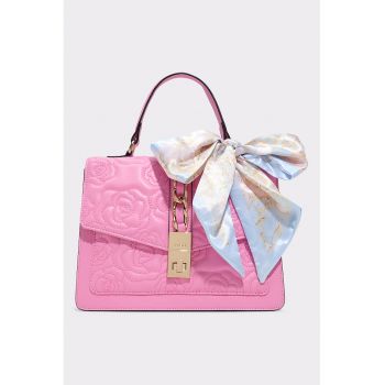 Geanta crossbody din piele ecologica cu funda aplicata