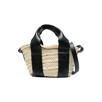 Geanta crossbody din rafie si piele