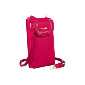 Geanta crossbody  magenta - 2 in 1 - cu fermoar - cu curea reglabila