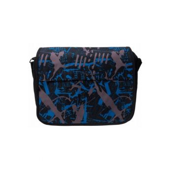 Geanta crossbody pentru dame -  neagra - din poliester - cu 3 buzunare - pentru laptop de 14
