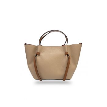 Geanta dama din piele naturala taupe deschis Loretta