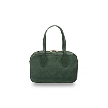 Geanta dama din piele naturala verde padure Emilia