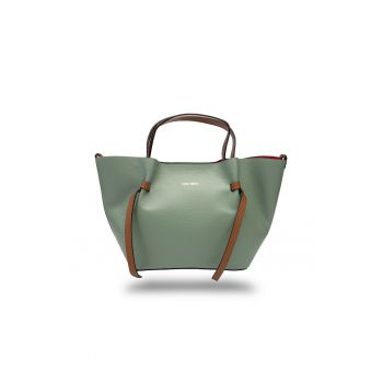 Geanta dama din piele naturala verde salvie Loretta