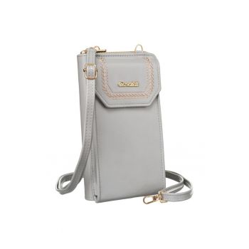 Geanta dama  handbag-wallet 2 in 1 - gri - cu curea lunga ajustabila