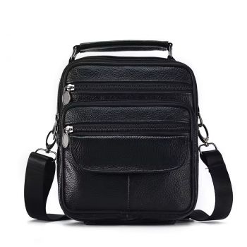 Geanta de umar pentru barbati, Oriol GT3262, piele naturala, Negru