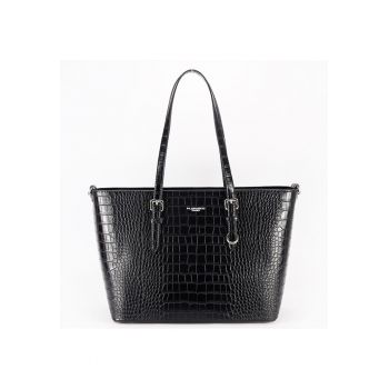 Geanta mare neagra cu imprimeu reptila X9527 M13 18062