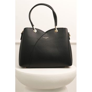 Geanta neagra din piele ecologica cu design tip lalea