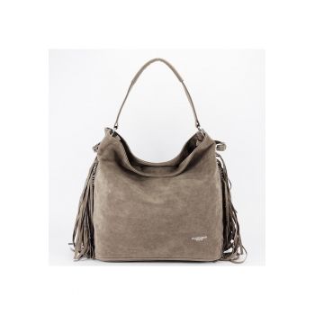 Geanta taupe  cu franjuri F7518 M4 18061