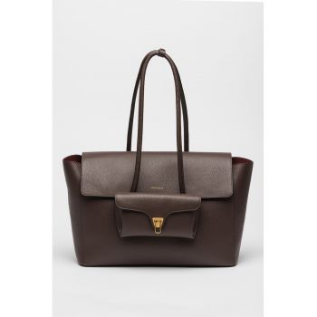 Geanta tote de piele cu etui detasabil Double Beat