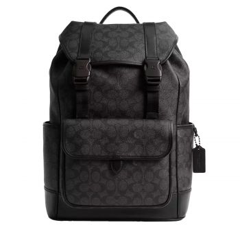 League flap backpack in signature canvas