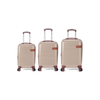 Set trolere extensibile  BZ 5824 - ABS - 1 bagaj de cabina si 2 de cala - cifru - 4 roti duble 360° - auriu