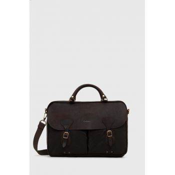 Barbour geantă Wax Leather Briefcase culoarea verde, UBA0004