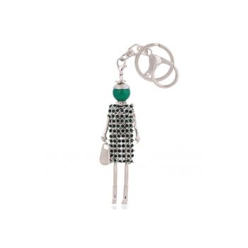 Breloc argintiu - forma de papusa verde - Caren C7 -