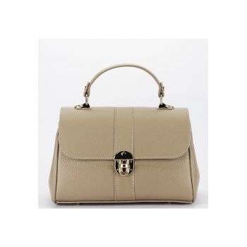Geanta bej taupe din piele naturala 1724 132 18083